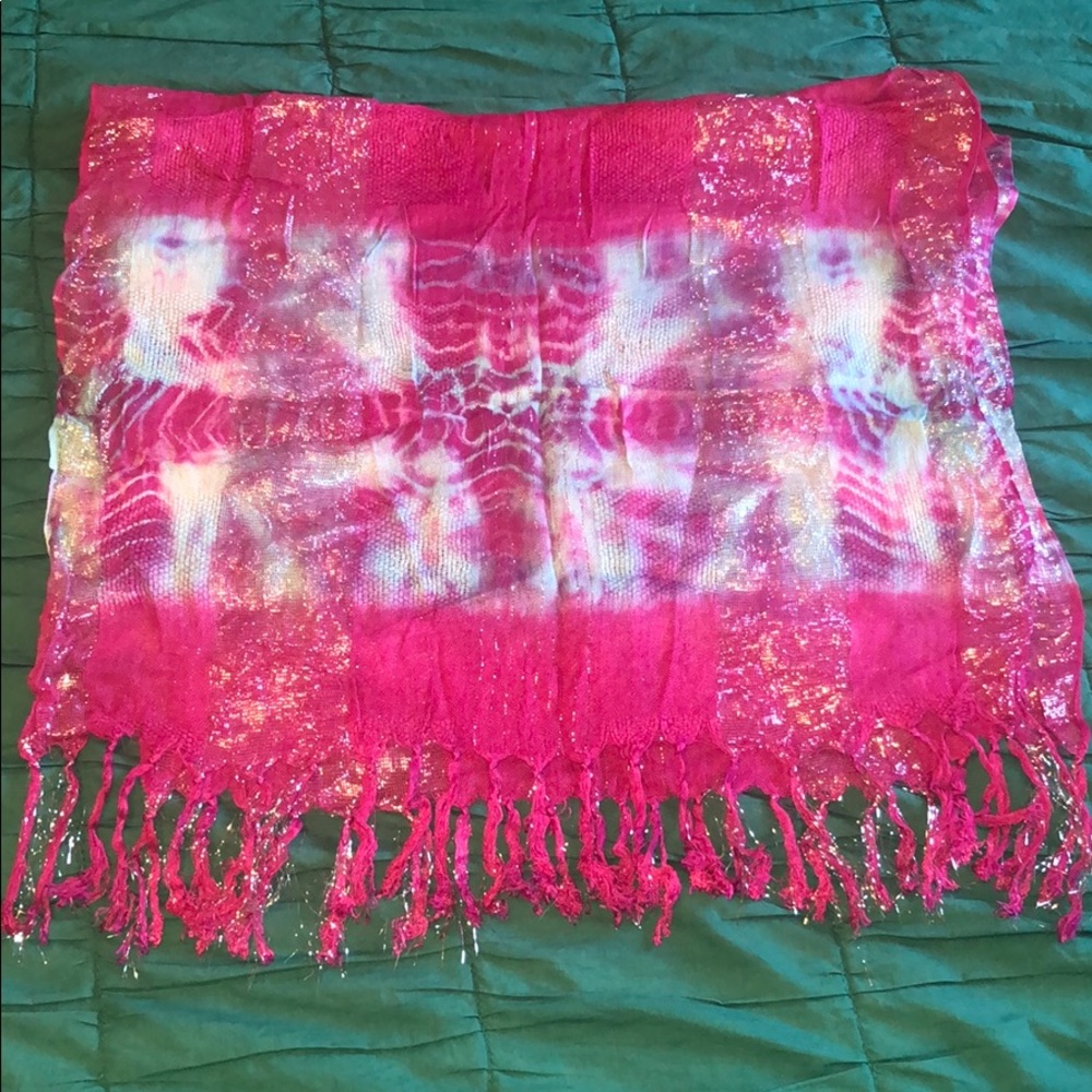 Tie Dye Metallic Fringe Scarf